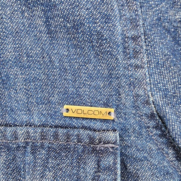 Volcom Dress Womens Small Pearl Snap Blue Denim Long Sleeve 034350 - Picture 5 of 9